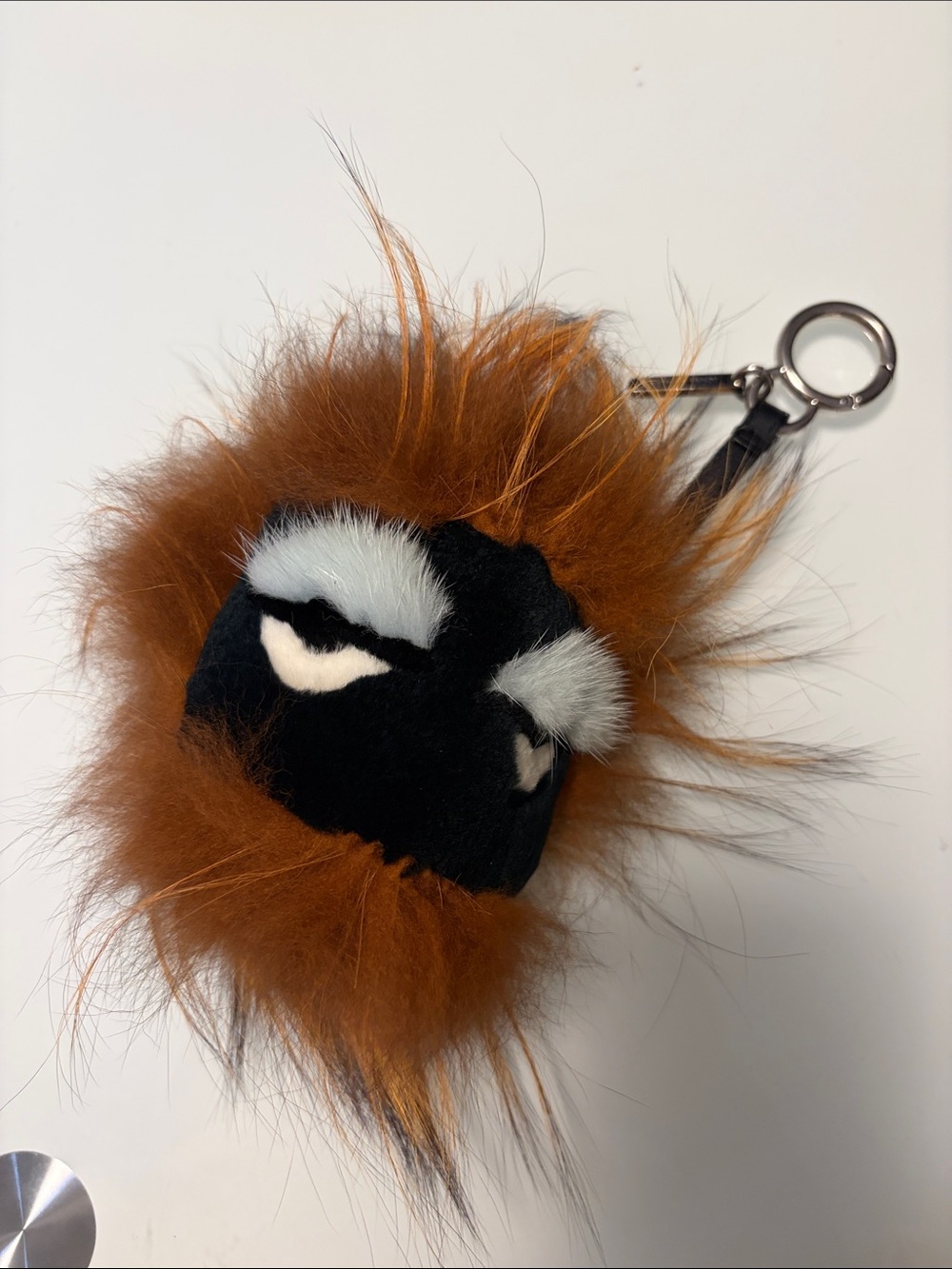 Fendi Fur Monster Keychain Charm with mink trim